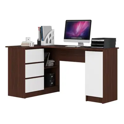 Ak furniture Rohový psací stůl B20 wenge/bílý levý