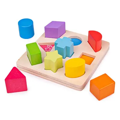 Bigjigs Toys Dřevěné kostky CUBES tvary a barvy