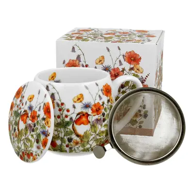 DekorStyle Porcelánový hrnek s infuzérem WILD BIRDS ml bílý