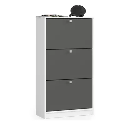 Ak furniture Výklopný botník Luso III 60 cm bílý/grafitový