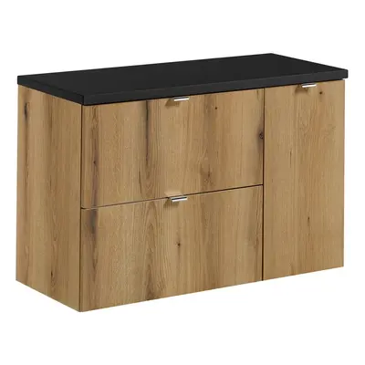 Comad Závěsná skříňka pod umyvadlo Nova Oak 90 cm černá/dub coast evoke