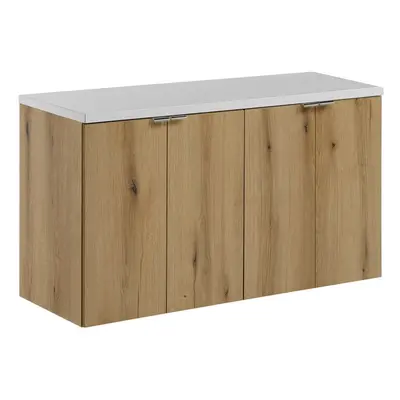 Comad Závěsná skříňka pod umyvadlo Nova Oak s deskou 100 cm bílá/dub evoke