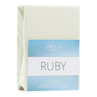 AmeliaHome Froté prostěradlo s gumou Amelia Home Ruby ecru, velikost 160-180x200