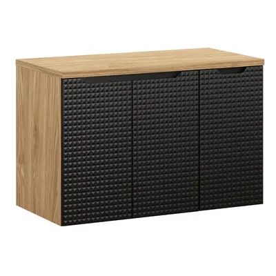 Comad Závěsná skříňka pod umyvadlo Luxor Black s deskou 90 cm černá/dub olejovaný