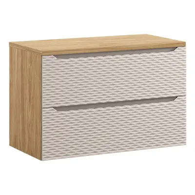 Comad Závěsná skříňka pod umyvadlo Ocean Beige s deskou 90 cm béžová/dub olejovaný