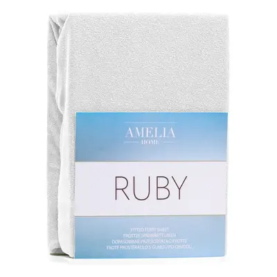 Froté prostěradlo s gumou AmeliaHome Ruby bílé, velikost 200-220x200+30