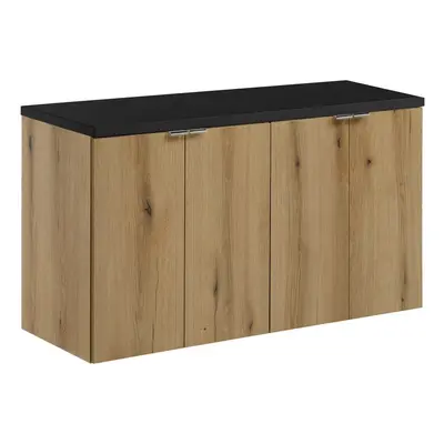 Comad Závěsná skříňka pod umyvadlo Nova Oak s deskou 100 cm černá/dub evoke