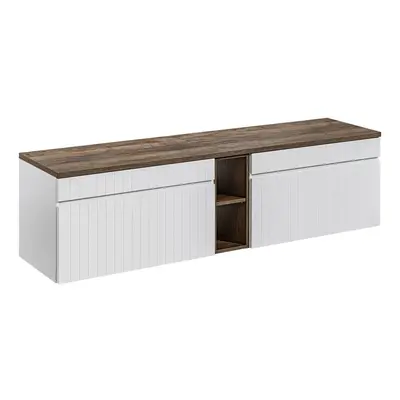 Comad Závěsná skříňka pod umyvadlo Iconic s deskou 180 cm bílá/dub santa fe vintage