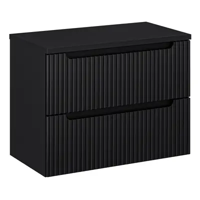 Comad Závěsná skříňka pod umyvadlo Nova Black I s deskou 80 cm černá