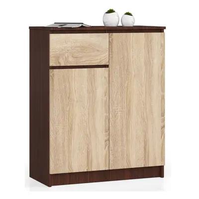 Ak furniture Komoda Kiara 80 cm 2 skříňky a 1 šuplík wenge/dub sonoma