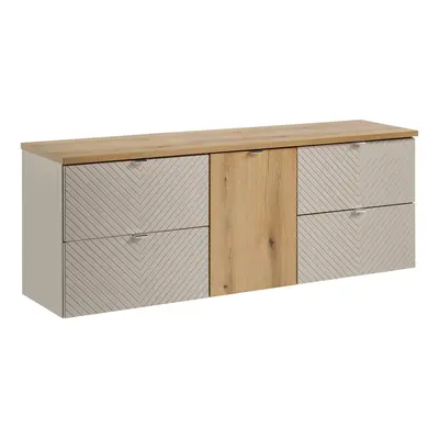 Comad Závěsná skříňka pod umyvadlo Viva Cashmere s deskou 160 cm kašmír/dub coast evoke