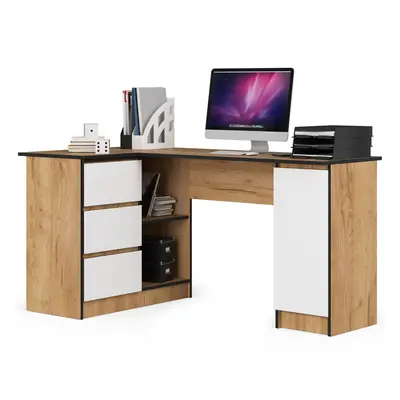 Ak furniture Rohový psací stůl B20 155 cm dub craft zlatý/bílý levý