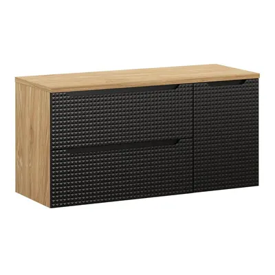 Comad Závěsná skříňka pod umyvadlo Luxor Black s deskou 120 cm černá/dub olejovaný