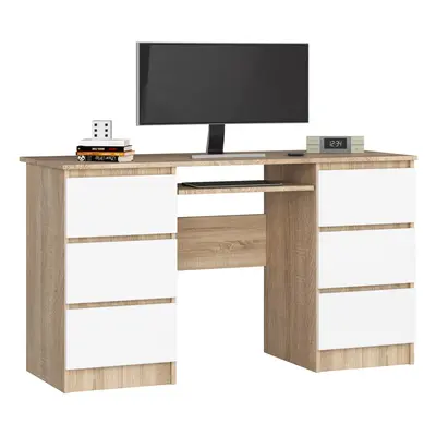 Ak furniture Psací stůl A-11 135 cm sonoma/bílý