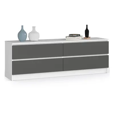 Ak furniture Komoda Kuba 160 cm 4 šuplíky bílá/grafitová