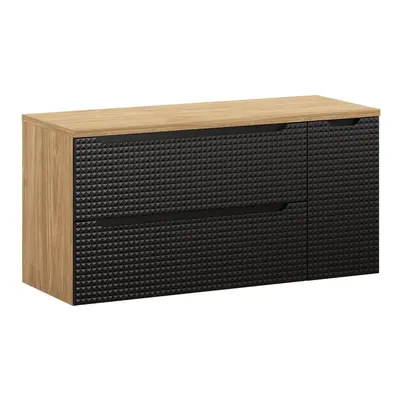 Comad Závěsná skříňka pod umyvadlo Luxor Black s deskou 120 cm černá/dub olejovaný