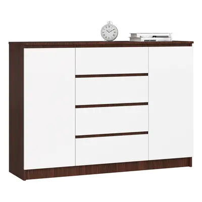 Ak furniture Komoda Kryštof 140 cm 2 skříňky a 4 šuplíky wenge/bílá