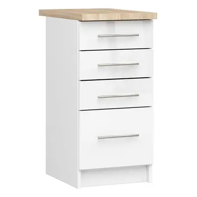 Ak furniture Kuchyňská skříňka Olivie S 40 cm 4S bílá/bílý lesk/dub sonoma