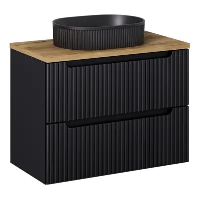 Comad Koupelnová skříňka Nova Black I s deskou a umyvadlem 80 cm černá/dub evoke