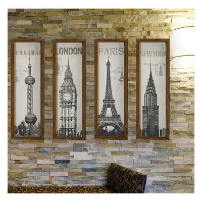 Hanah Home Sada obrazů City 19x70 cm 4 ks