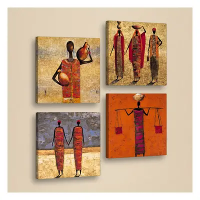 Wallity Sada obrazů AFRICAN WOMEN 33 x 33 cm 4 kusy