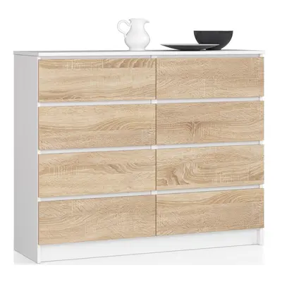 Ak furniture Komoda Kuba 120 cm 8 šuplíků bílá/sonoma