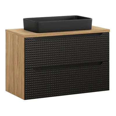 Comad Koupelnová skříňka Luxor Black I s deskou a umyvadlem 90 cm černá/dub olejovaný