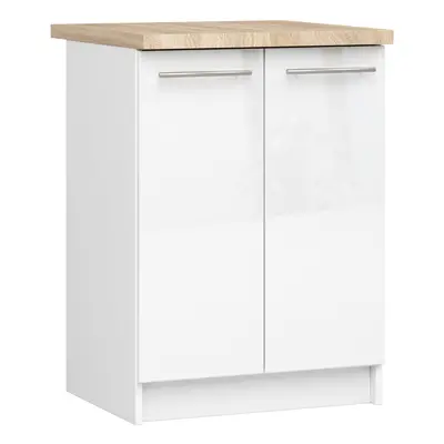 Ak furniture Kuchyňská skříňka Olivie S 60 cm 2D bílá/bílý lesk/dub sonoma