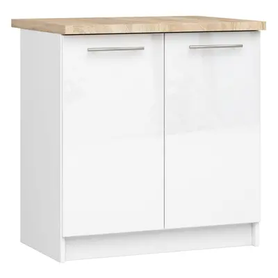 Ak furniture Kuchyňská skříňka Olivie S 80 cm 2D bílá/bílý lesk/dub sonoma