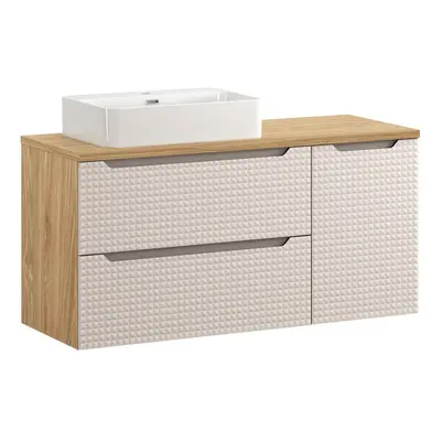 Comad Závěsná skříňka Luxor Beige Trust s deskou a umyvadlem 120 cm černá/dub olejovaný