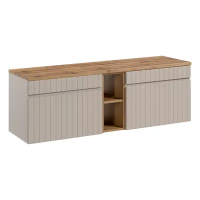 Comad Závěsná skříňka pod umyvadlo Iconic s deskou 140 cm kašmír/dub coast evoke