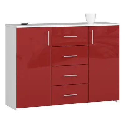 Ak furniture Komoda Torvi K 110,4 cm bílá/červená lesklá