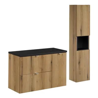 Comad Koupelnová sestava Nova Oak 90 cm se skříňkami dub coast evoke/černá