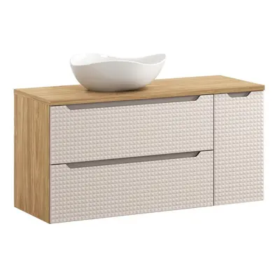 Comad Závěsná skříňka Luxor Beige s deskou a umyvadlem 120 cm béžová/dub olejovaný