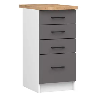 Ak furniture Kuchyňská skříňka OLIVIE II 40x85 cm matná bílá/matná grafitově šedá/dub přírodní