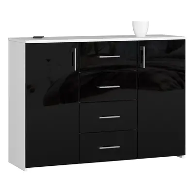 Ak furniture Komoda Torvi K 110,4 cm bílá/černá lesklá