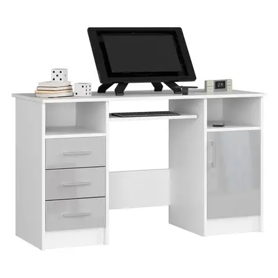 Ak furniture Volně stojící psací stůl Ana 124 cm bílý/světle šedý lesk