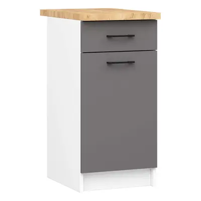 Ak furniture Kuchyňská skříňka OLIVIE 40x85 cm matná bílá/matná grafitově šedá/dub přírodní