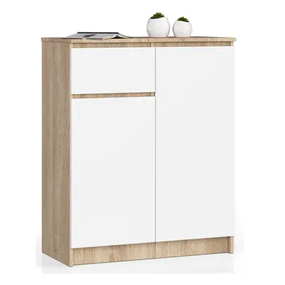 Ak furniture Komoda Kiara 80 cm 2 skříňky a 1 šuplík dub sonoma/bílá