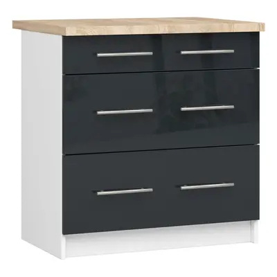 Ak furniture Kuchyňská skříňka Olivie S 80 cm 3S bílá/grafit