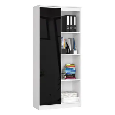 Ak furniture Regál Rexa 80 cm 1 skříňka a 4 police bílý/černý