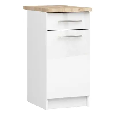 Ak furniture Kuchyňská skříňka Olivie S 40 cm 1D 1S bílá/bílý lesk/dub sonoma