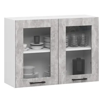 Ak furniture Závěsná kuchyňská skříňka OLIVIE W 80x58 cm matná bílá/beton