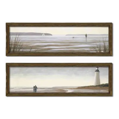 Wallity Sada obrazů Lighthouse 2 ks 19x70 cm hnědá