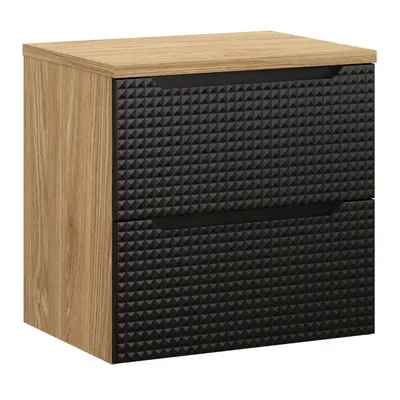 Comad Závěsná skříňka pod umyvadlo Luxor Black s deskou 60 cm černá/dub olejovaný