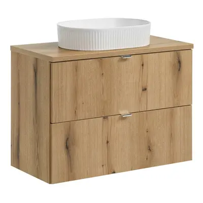 Comad Závěsná skříňka Nova Oak Beyond s deskou a umyvadlem 80 cm dub coast evoke