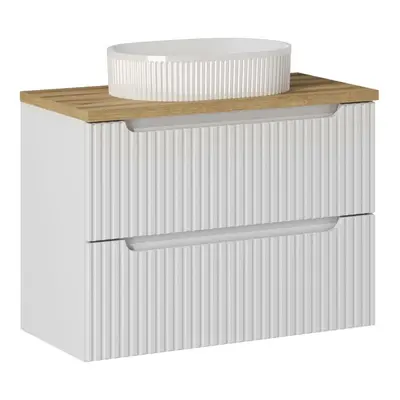 Comad Závěsná skříňka Nova White I s deskou a umyvadlem 80 cm bílá/dub coast evoke