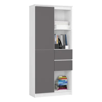 Ak furniture Knihovna R 80 cm CLP R15 bílá/grafitová