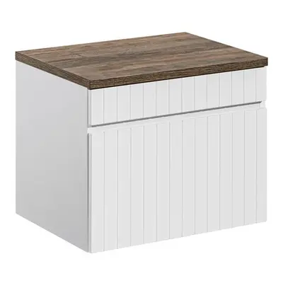 Comad Závěsná skříňka Iconic s deskou 60 cm bílá/dub santa fe vintage