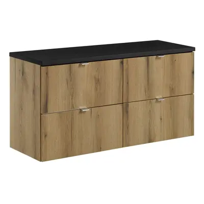 Comad Závěsná skříňka pod umyvadlo Nova Oak s deskou 120 cm dub evoke/černá